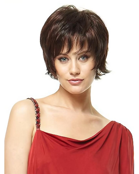 Brown Fashion Layered Straight Short Capless Synthetic Women Wigs