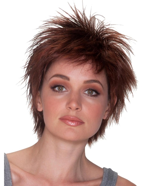 Exquisite Auburn Layered Straight Short Capless Synthetic Women Wigs