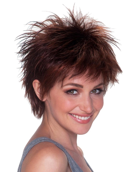 Exquisite Auburn Layered Straight Short Capless Synthetic Women Wigs