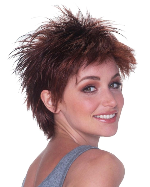 Exquisite Auburn Layered Straight Short Capless Synthetic Women Wigs