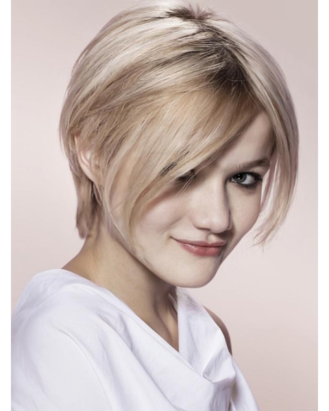 Young Fashion Blonde Straight Short Capless Synthetic Women Wigs