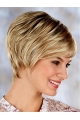 Blonde Comfortable Layered Straight Short Capless Synthetic Women Wigs