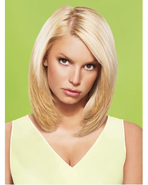 Straight Medium Length Lace Front Human Hair Women Bob wigs