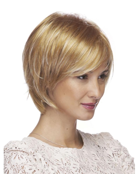 Discount Straight Short Blonde Capless Synthetic Women Bobs Wigs