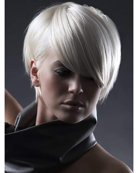 Young Fashion Sheer White Satin Short Capless Synthetic Women Wigs