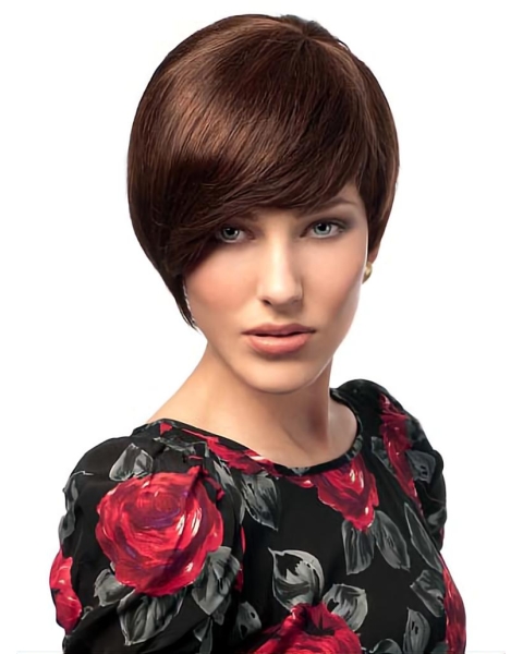 Auburn Straight Short Capless Human Hair Women Wigs