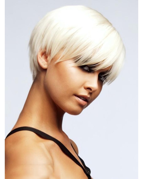 Young Fashion Endearing Straight Short Style White Capless Synthetic Women Wigs