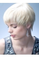 Young Fashion White Very Short Straight Girl Capless Synthetic Women Wigs