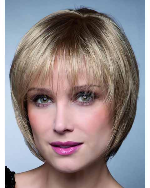 New Blonde Straight Short Capless Synthetic Women Wigs