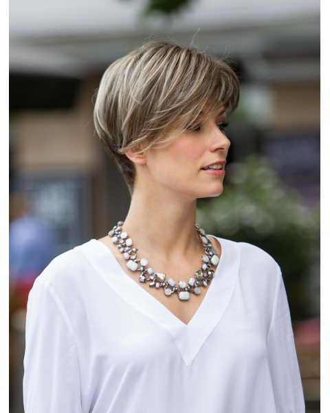 Graceful Blonde Straight Short Capless Synthetic Women Wigs