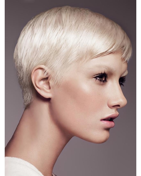 Young Fashion Platinum Blonde Yongthful Straight Short Capless Synthetic Women Wigs