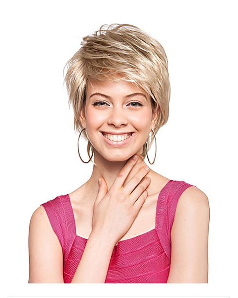 Trendy Blonde Straight Short Capless Synthetic Women Wigs