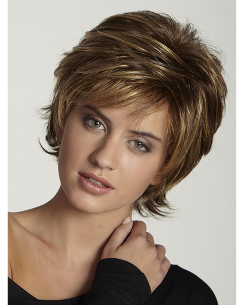 Brown Fabulous Layered Straight Short Capless Synthetic Women Wigs