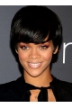 Rihanna Pleasant Short Straight with Bangs Lace Front Human Hair Women Wig 