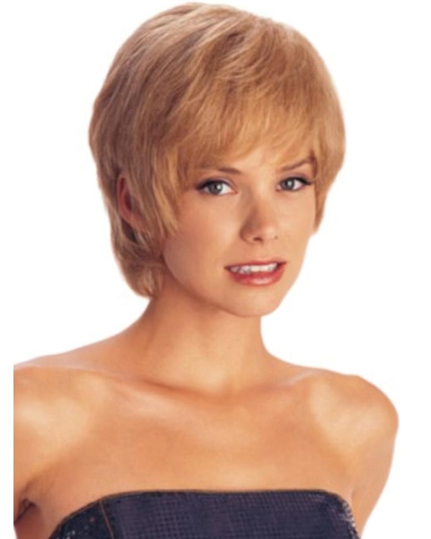 Glamorous Auburn Straight Short Capless Synthetic Women Wigs