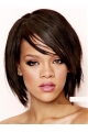 Rihanna Transformational Straight Short with Bangs Angled Lace Human Hair Women Bob Wig 