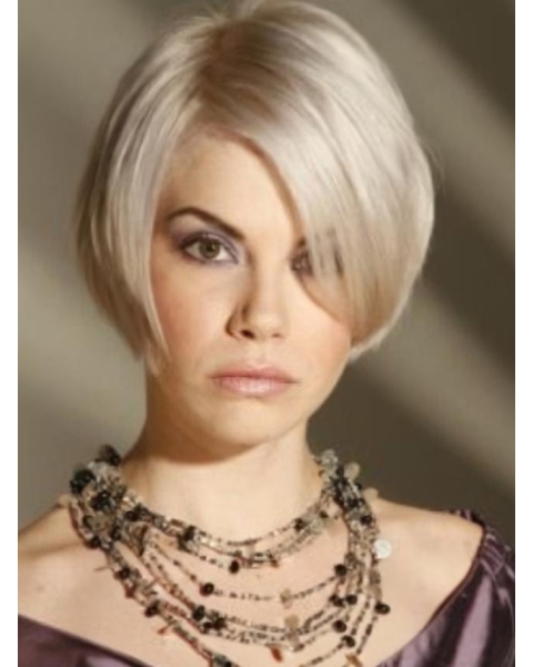 Young Fashion Platinum Blonde Short Straight Capless Synthetic Women Wigs