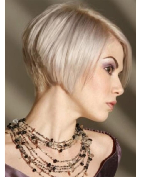 Young Fashion Platinum Blonde Short Straight Capless Synthetic Women Wigs