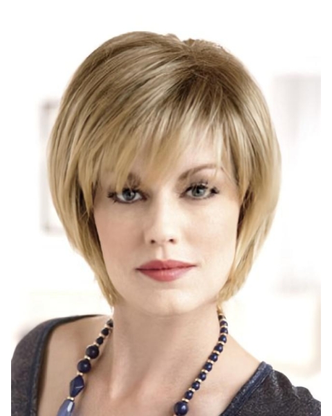  Brown Short Straight Cute Lace Front Human Hair Lady Wigs