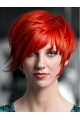 Short Straight Capless Red Synthetic Women Wig 