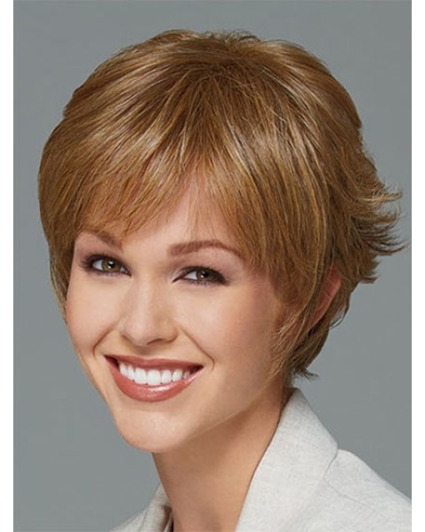 Elegant Blonde Boycuts Straight Short Capless Synthetic Women Wigs