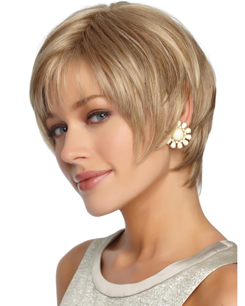 Blonde Straight Short Capless Synthetic Women Wigs