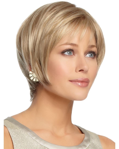 Blonde Straight Short Capless Synthetic Women Wigs