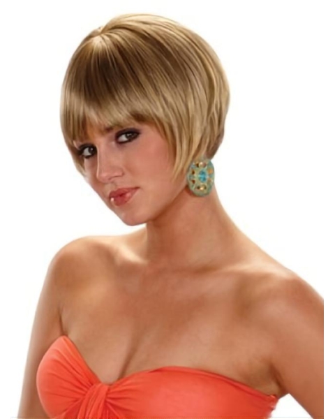 No-fuss Blonde Straight Short Capless Synthetic Women Wigs