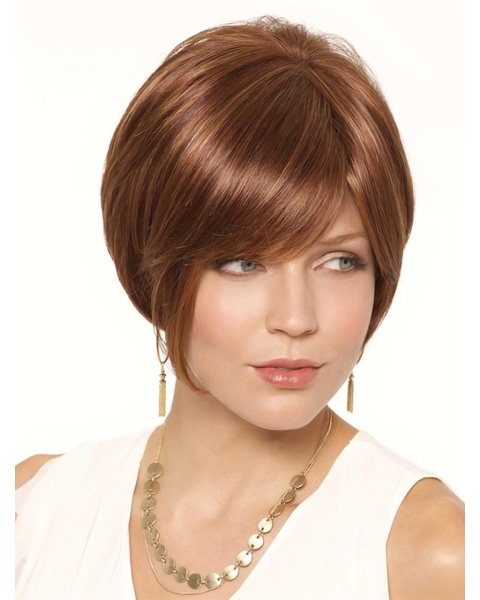 Traditiona Auburn Straight Lace Front Short Synthetic Women Wigs