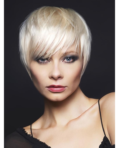 Young Fashion Great Short Hair Cut Human Hair Grey Women Wigs