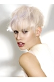 Young Fashion Platinum Blonde Straight With Bangs Short Length Synthetic Women Wigs