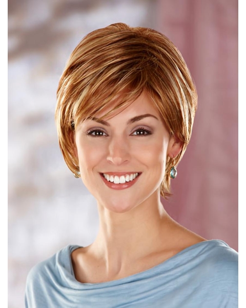 Comfortable Auburn Straight Short Petite Capless Synthetic Women Wigs