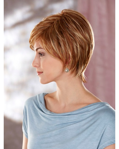 Comfortable Auburn Straight Short Petite Capless Synthetic Women Wigs