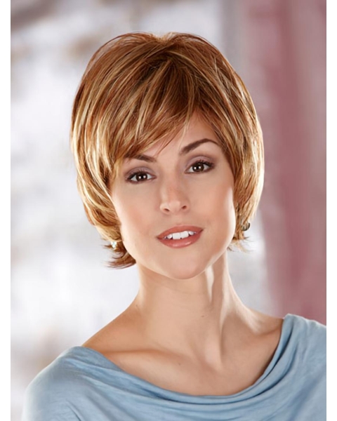 Comfortable Auburn Straight Short Petite Capless Synthetic Women Wigs