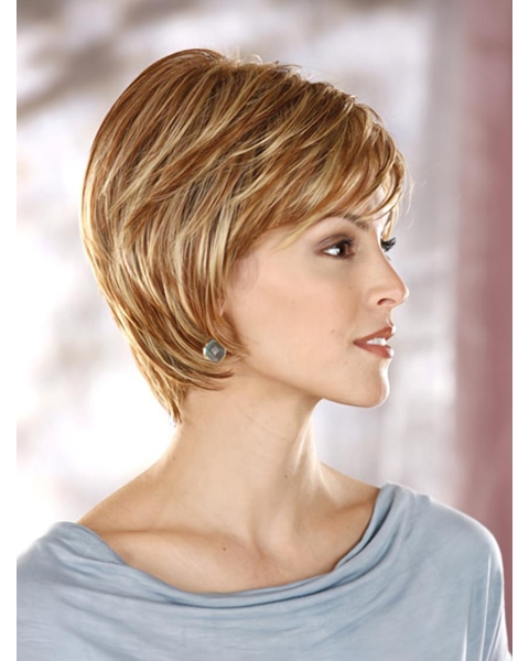 Comfortable Auburn Straight Short Petite Capless Synthetic Women Wigs