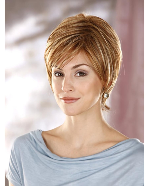 Comfortable Auburn Straight Short Petite Capless Synthetic Women Wigs