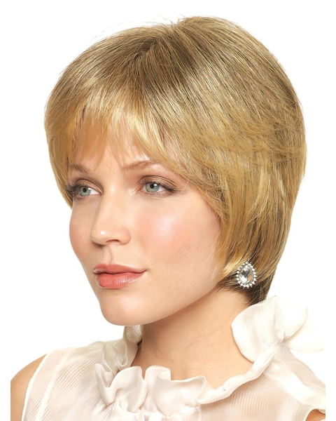 Brown Straight Short Capless Remy Human Hair Women Wigs