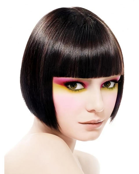 Style Black Straight Short Capless Human Hair Women Bob Wigs