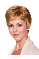 Blonde Gentle Short Straight Mono Synthetic Women Wigs