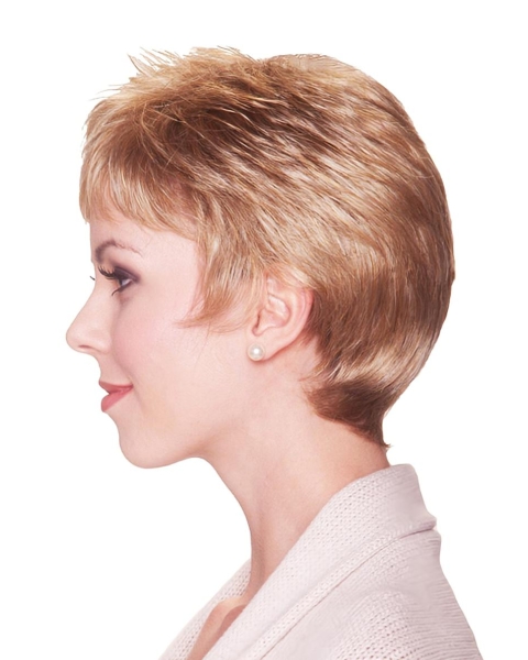 Blonde Gentle Short Straight Mono Synthetic Women Wigs