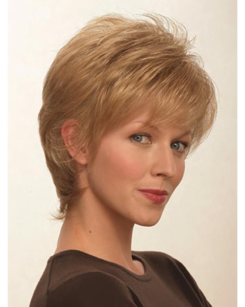  Blonde Straight Short Fashionable Capless Synthetic Women Wigs