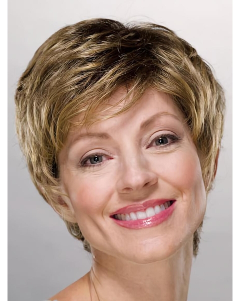 Graceful Blonde Straight Short Caplelss Classic Synthetic Women Wigs