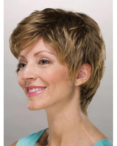 Graceful Blonde Straight Short Caplelss Classic Synthetic Women Wigs