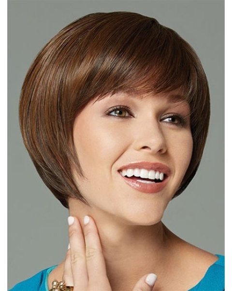 Unique Brown Straight Short Capless Synthetic Women Wigs