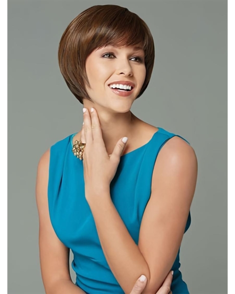 Unique Brown Straight Short Capless Synthetic Women Wigs