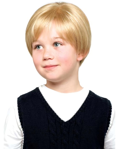 Designed Blonde Straight Short Lace Front Synthetic  Kids Wigs