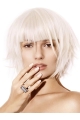 Young Fashion Straight Short White Bobs With Side Bangs Capless Synthetic Women Wigs