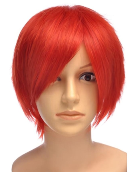 8 Inches Short Straight Lace Front Red Synthetic Women Wigs