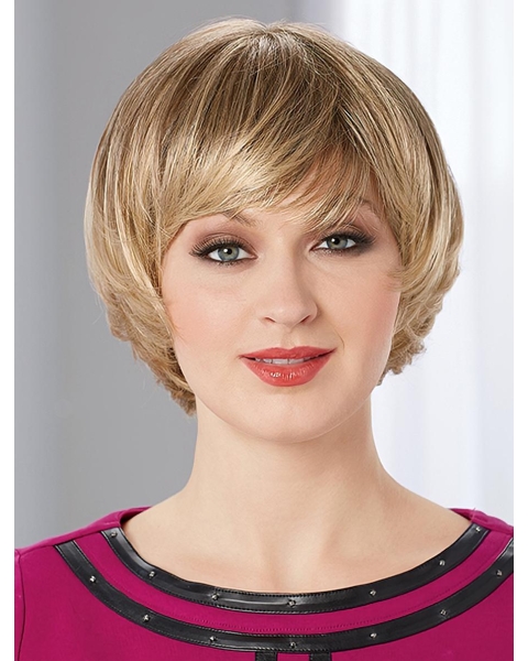 Fashional Short Straight Blonde Bobs High Quality Mono Synthetic Women Wigs