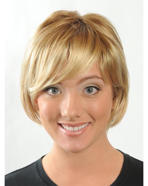 Modern Blonde Straight Short Capless Synthetic Women Wigs